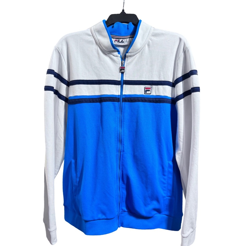 Fila Track Jacket Cotton‎ Blend Blue White 3XL Retro Sporty Athleisure